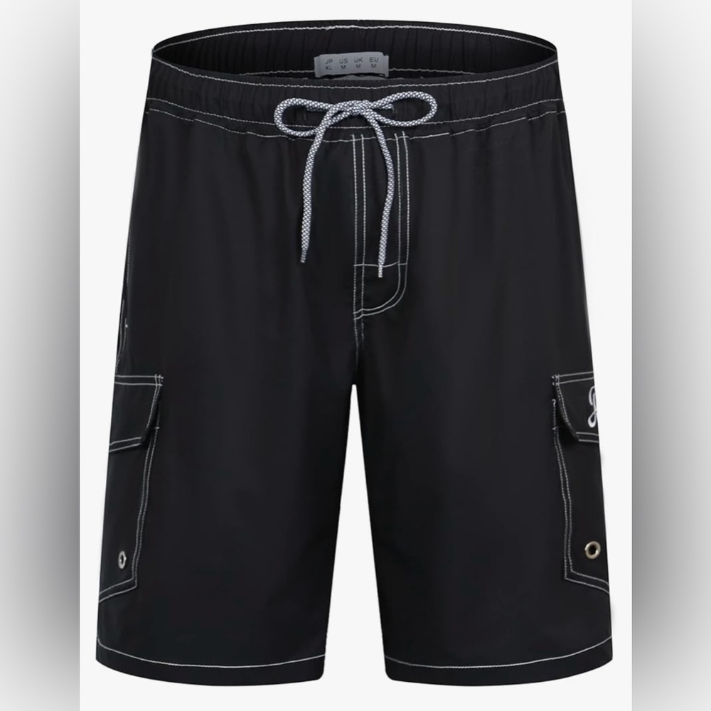 Men’s Black swim trunks, board shorts